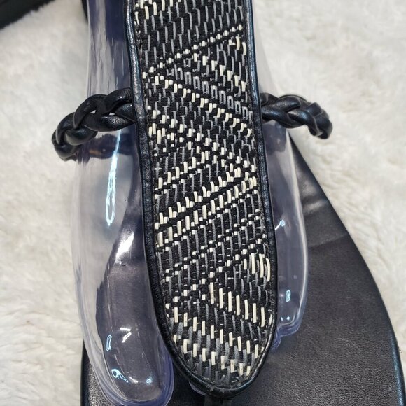 Cole Haan Abbe Black Braided Beaded Strap Back Zipper Flat Sandals Women 11 B - Picture 8 of 10